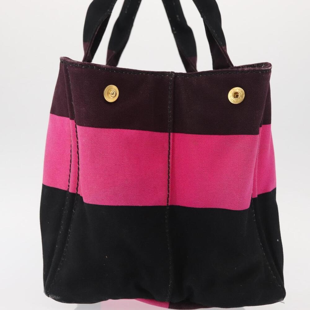 PRADA Canapa GM Hand Bag Canvas Pink Black Auth bs31630 - Picture 3 of 16